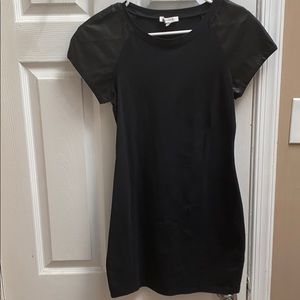 Black Dress with short leather sleeves